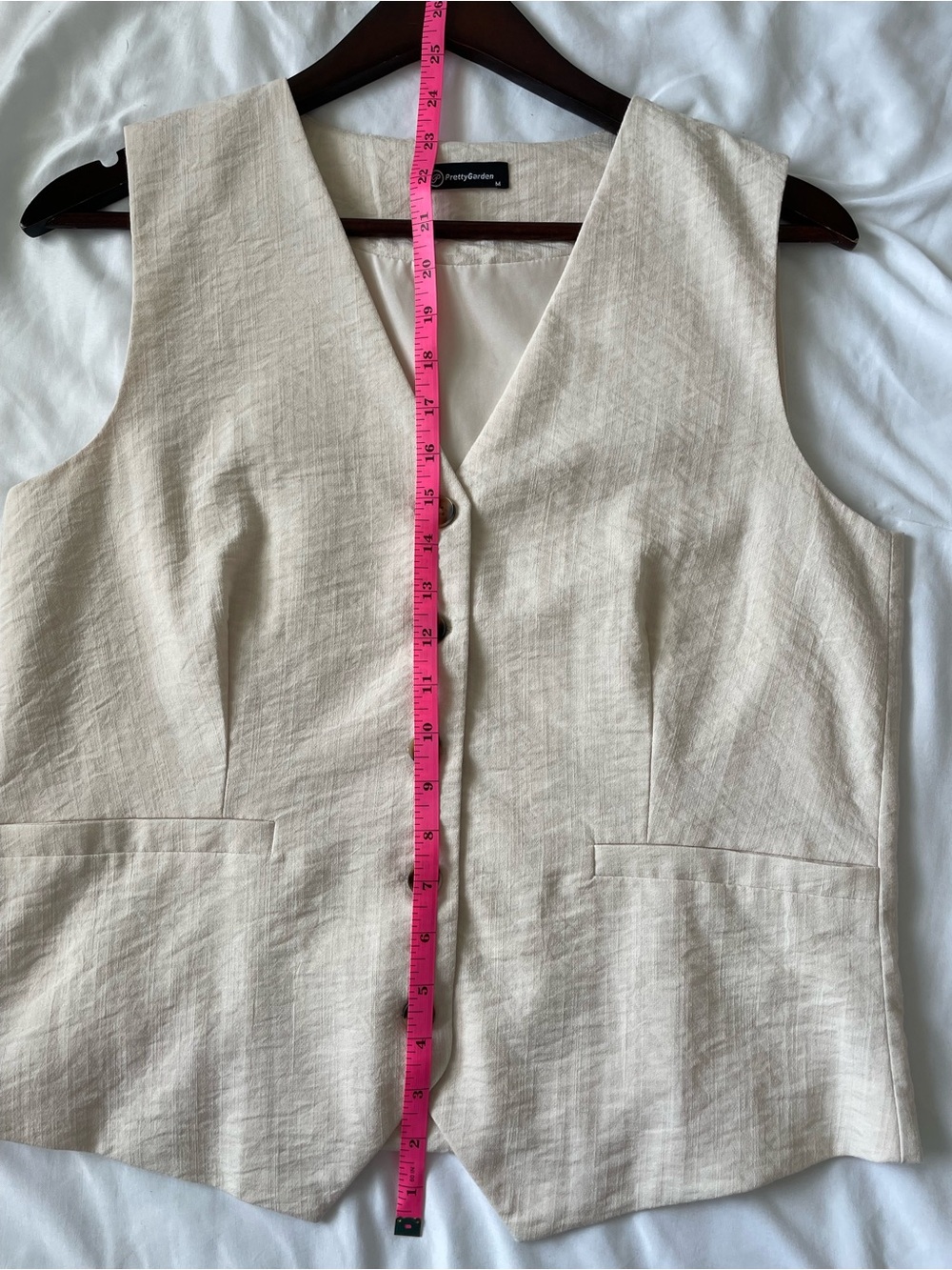 PrettyGarden Cream Linen-Blend Sleeveless Vest - Picture 5 of 7